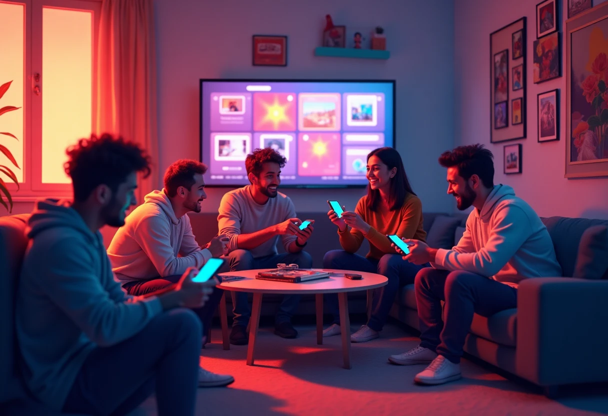 Giocatori che si divertono con giochi mobile