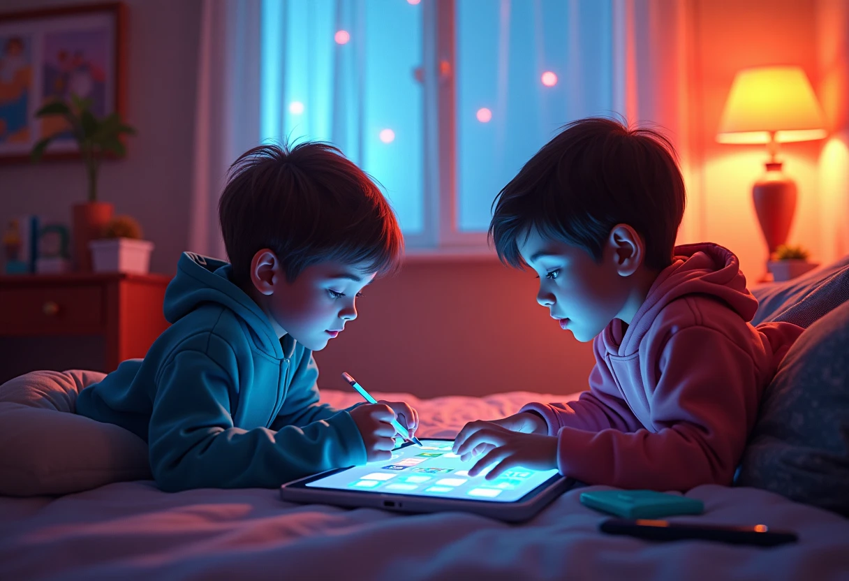Enfants jouant à des jeux éducatifs