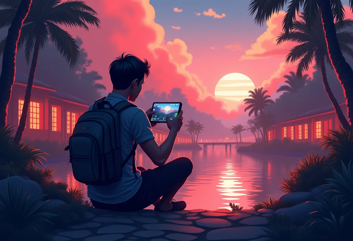Bermain game mobile di luar ruangan